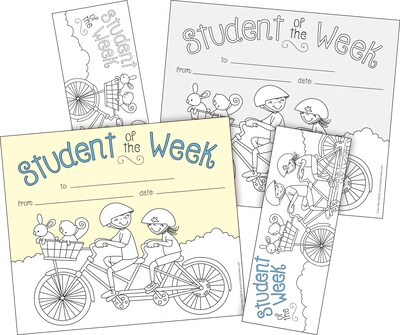 Barker Creek Color Me! Student of the Week Awards & Bookmarks Set, 8.5 x 5.5”, Multicolored, 90/Set