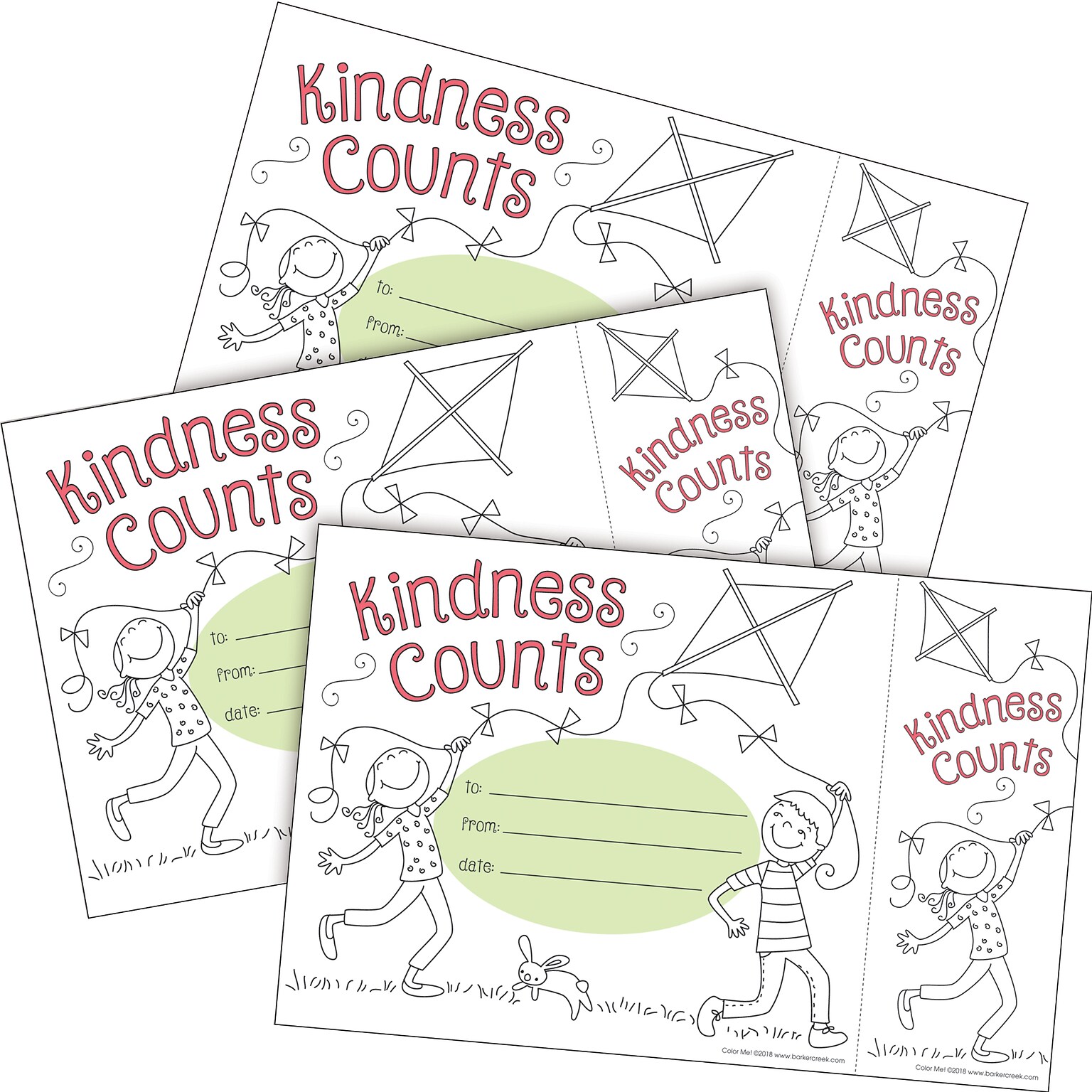 Barker Creek Color Me! Kindness Counts Awards & Bookmarks Set, 8.5 x 5.5”, Multicolored, 90/Set (4168)