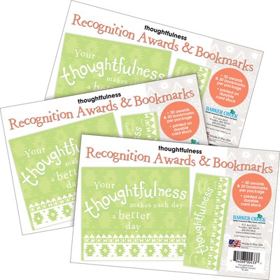Barker Creek Thoughtfulness Awards & Bookmarks Set, 8.5" x 5.5”, Multicolored, 90/Set (4169)