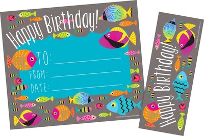 Barker Creek Kai Ola Happy Birthday Awards & Bookmarks Set, 8.5 x 5.5”, Multicolored, 90/Set (4173)