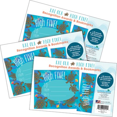Barker Creek Kai Ola High Five Awards & Bookmarks Set, 8.5" x 5.5”, Multicolored, 90/Set (4176)