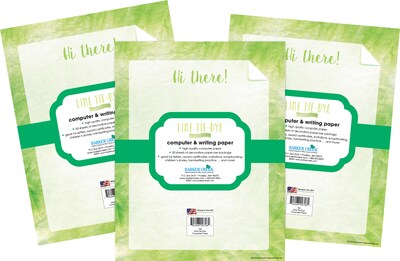 Barker Creek 8.5 x 11 Tie-Dye Lime Computer Paper Pack, 150 Sheets/Set (4343)