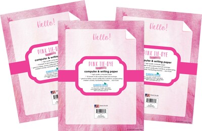 Barker Creek Tie-Dye & Ombré Computer Paper, 8.5 x 11, 60 lbs., Pink, 150 Sheets/Pack (4344)