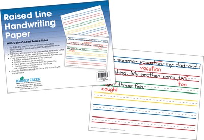 Barker Creek Raised Rule Handwriting Practice Paper, 8.5 x 11, 60 lbs., Multicolored, 300 Sheets/P