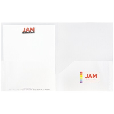 JAM Paper Plastic Two-Pocket School Folders, Assorted Business Colors, 6/Pack (383EBAasst)