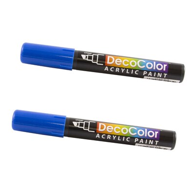 Marvy Uchida Acrylic Paint Markers, Chisel Tip, Blue, 2/Pack (526315BUa)