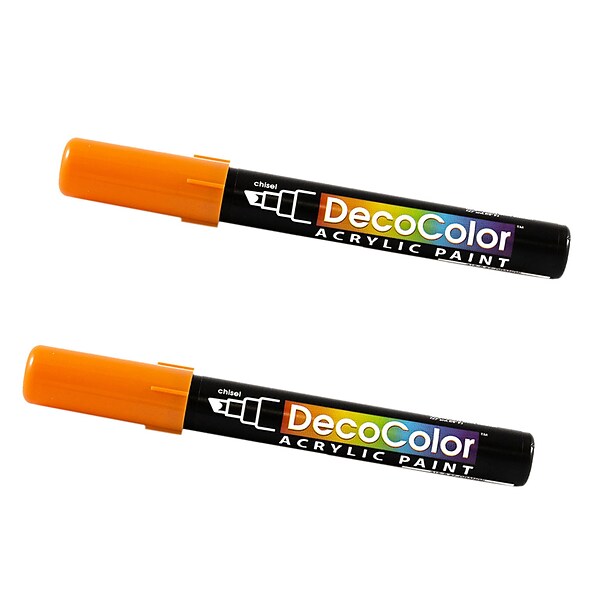 Marvy Uchida Acrylic Paint Markers, Chisel Tip, Orange, 2/Pack