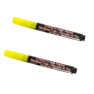 Marvy Uchida® Fine Point Erasable Chalk Markers, Neon Yellow, 2/Pack (526482NYa)