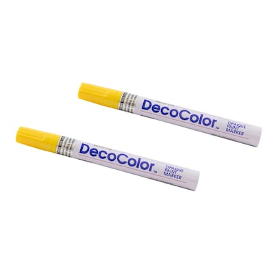 Marvy Uchida DecoColor Opaque Paint Markers, Broad Tip, Yellow, 2/Pack (526300YEa)