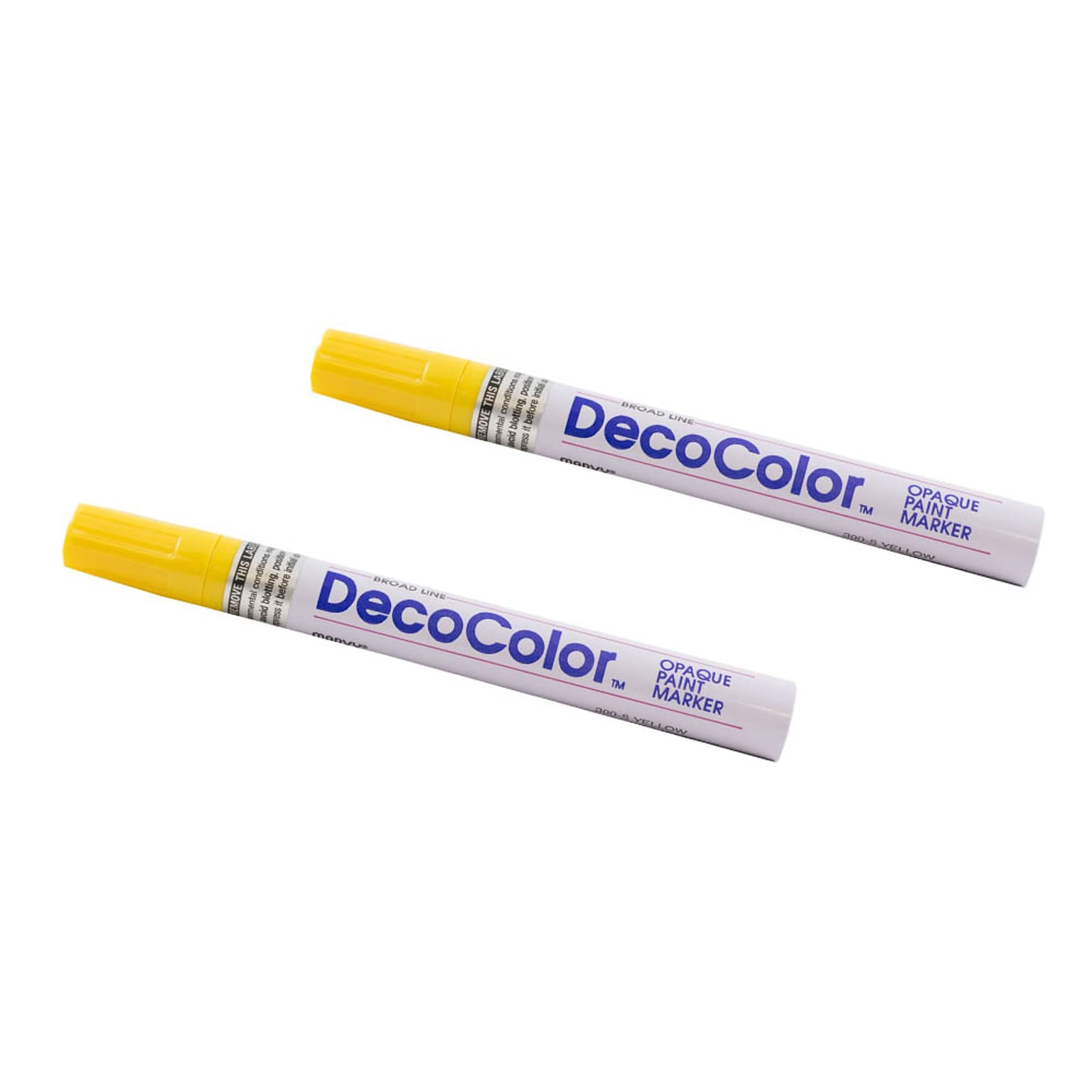 Marvy Uchida DecoColor Opaque Paint Markers, Broad Tip, Yellow, 2/Pack (526300YEa)