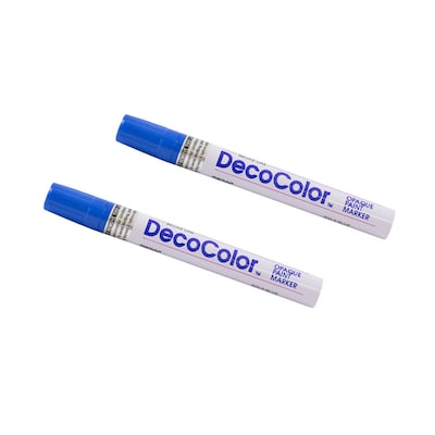 Marvy Uchida DecoColor Opaque Paint Markers, Broad Tip, Blue, 2/Pack (526300BUa)