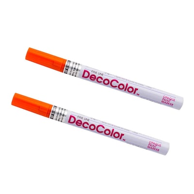 Marvy Uchida Opaque Paint Markers, Fine Tip, Orange, 2/Pack (7665899a)