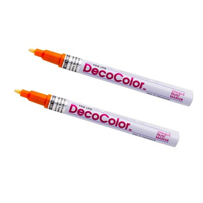 Marvy Uchida Opaque Paint Markers, Fine Tip, Orange, 2/Pack (7665899a)