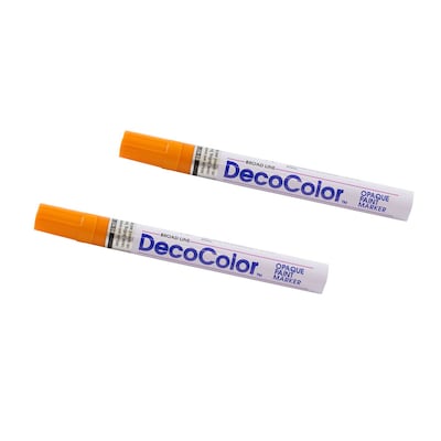 Marvy Uchida DecoColor Opaque Paint Markers, Broad Tip, Orange, 2/Pack (526300ORa)