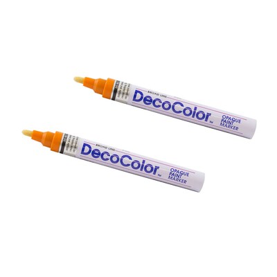 Marvy Uchida DecoColor Opaque Paint Markers, Broad Tip, Orange, 2/Pack (526300ORa)