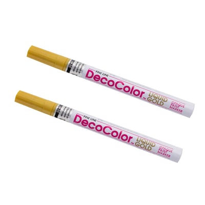 Marvy Uchida Opaque Paint Markers, Fine Tip, Gold, 2/Pack (7665885a)