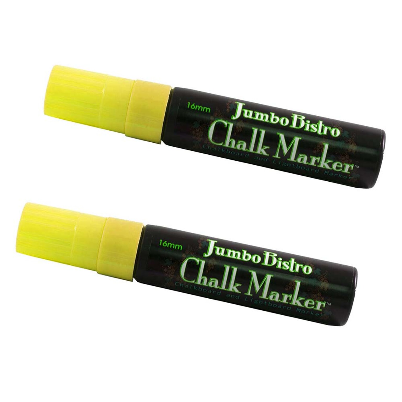 Marvy Uchida® Jumbo Point Erasable Chalk Markers, Neon Yellow, 2/Pack (526481NYa)