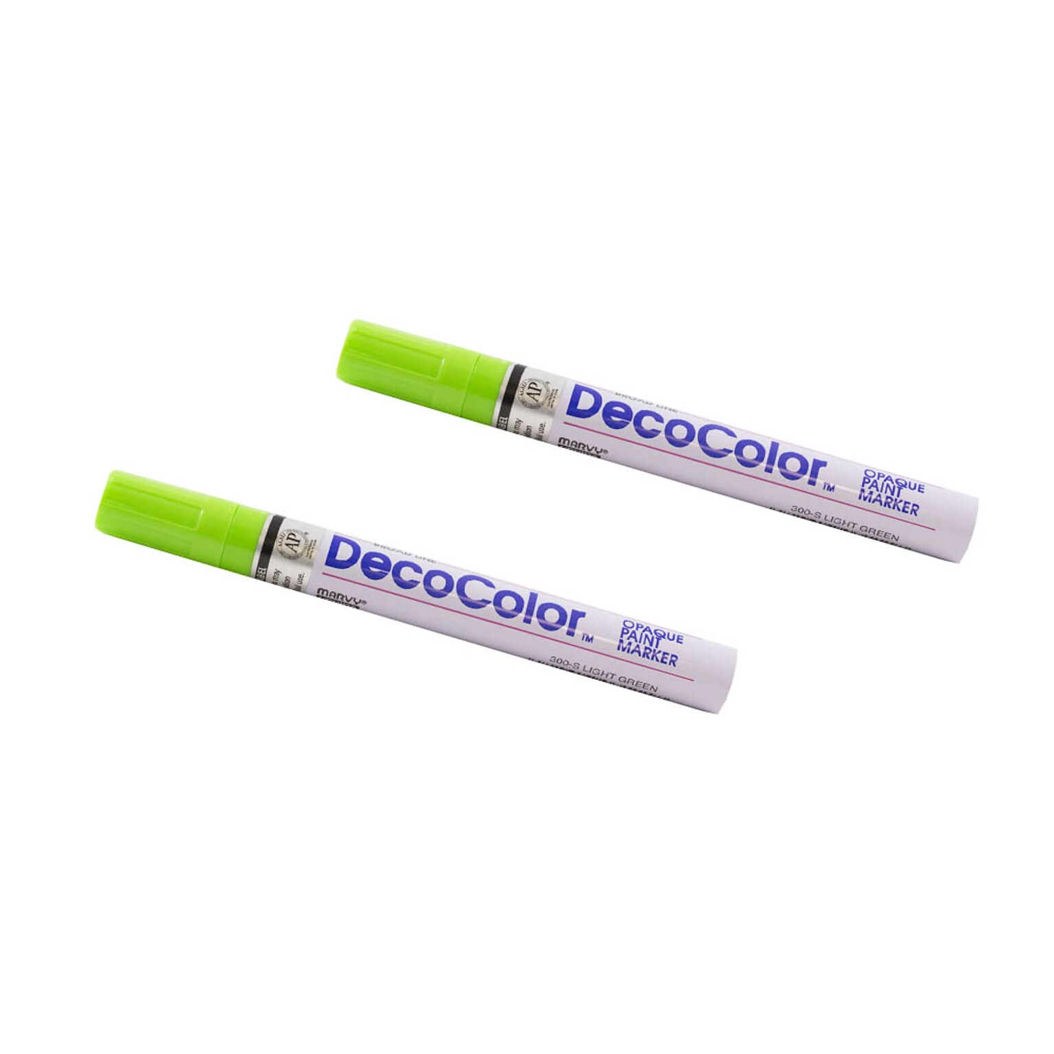 Marvy Uchida DecoColor Opaque Paint Markers, Broad Tip, Light Green, 2/Pack (526300LGa)