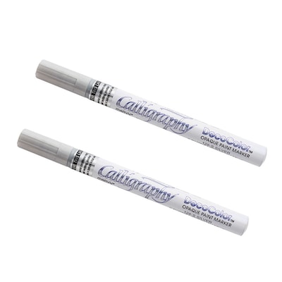Marvy Uchida Calligraphy Opaque Paint Markers, Silver, 2/Pack (6514958a)
