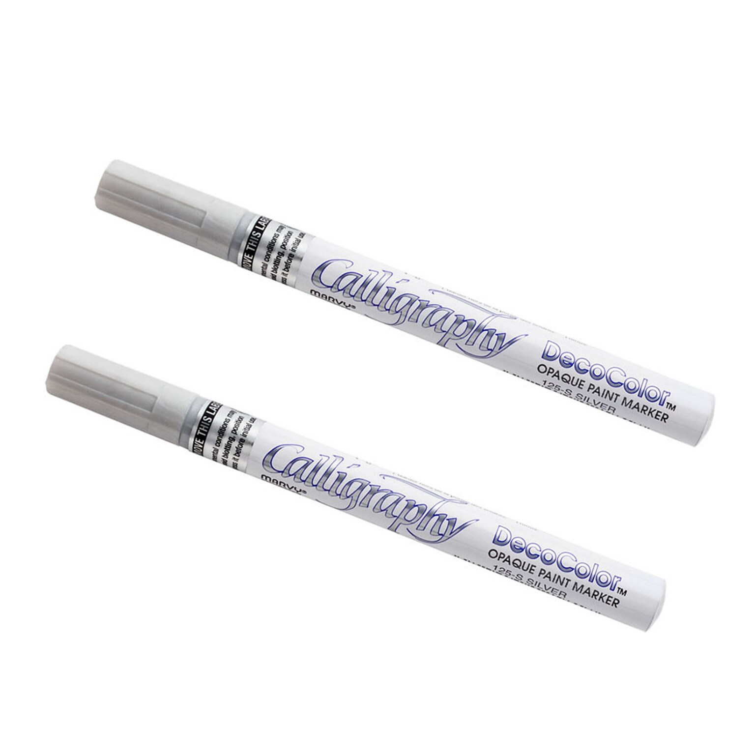 Marvy Uchida Calligraphy Opaque Paint Markers, Silver, 2/Pack (6514958a)