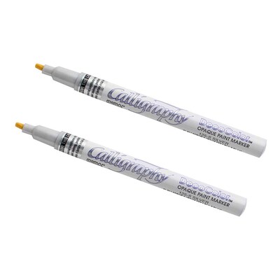 Marvy Uchida Calligraphy Opaque Paint Markers, Silver, 2/Pack (6514958a)