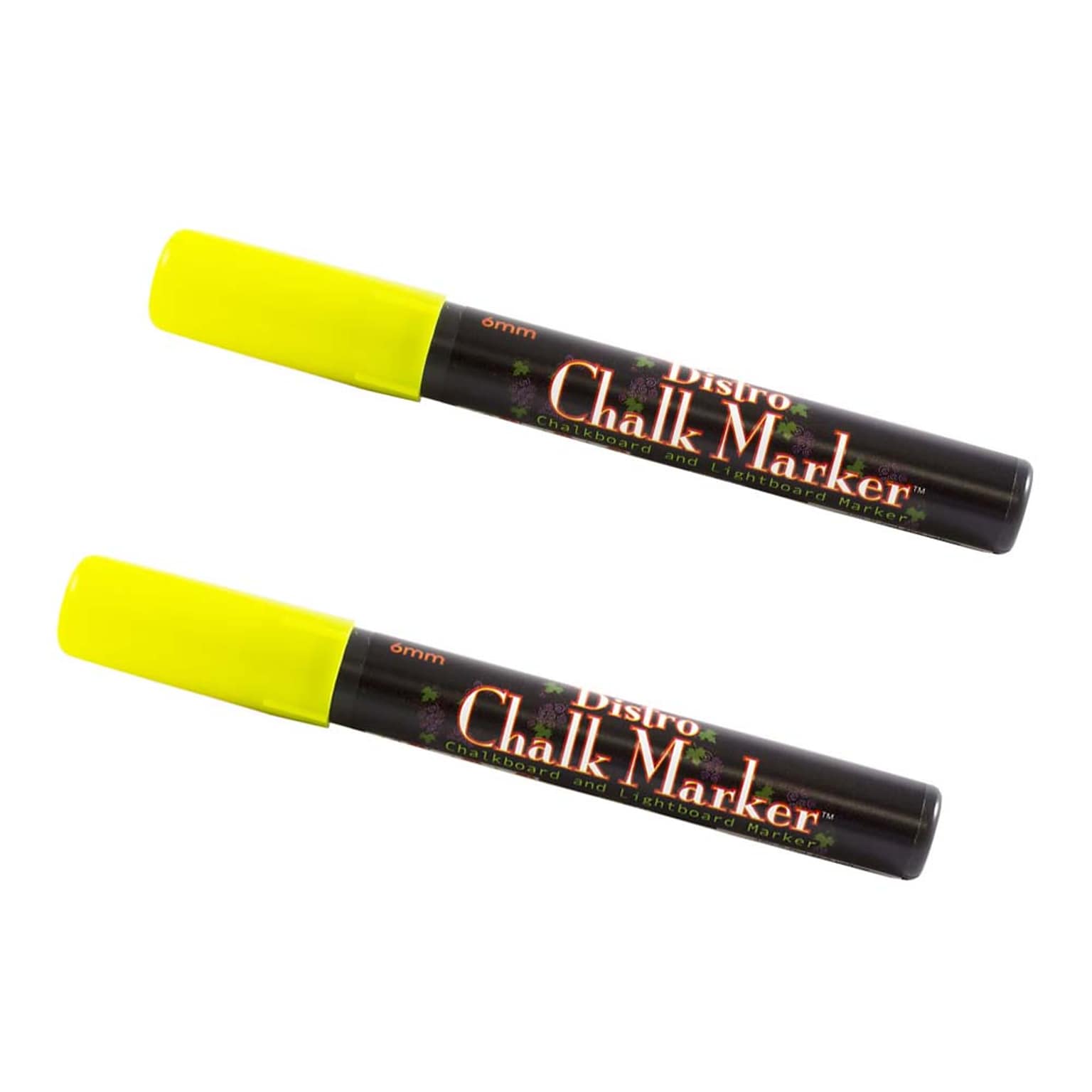 Marvy Uchida® Broad Point Erasable Chalk Markers, Neon Yellow, 2/Pack (526480NYa)