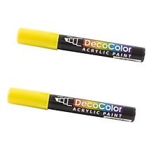 Marvy Uchida Acrylic Paint Markers, Chisel Tip, Yellow, 2/Pack (526315YEa)
