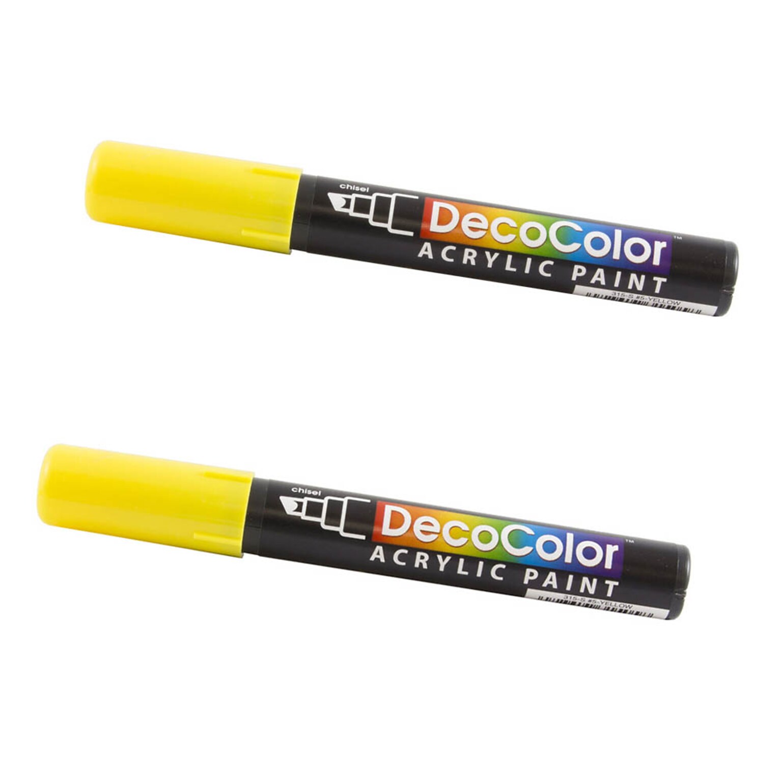 Marvy Uchida Acrylic Paint Markers, Chisel Tip, Yellow, 2/Pack (526315YEa)