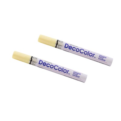 Marvy Uchida DecoColor Opaque Paint Markers, Broad Tip, Cream Yellow, 2/Pack (526300CYa)
