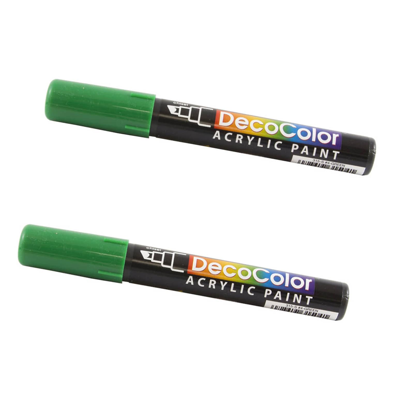 Marvy Uchida Acrylic Paint Markers, Chisel Tip, Green, 2/Pack (526315GRa)