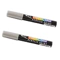 Marvy Uchida Acrylic Paint Markers, Chisel Tip, Silver, 2/Pack (526315SIa)
