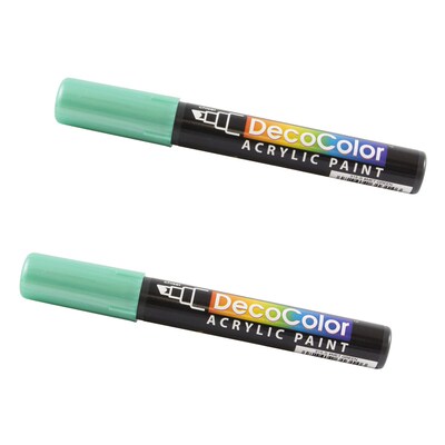 Marvy Uchida Acrylic Paint Markers, Chisel Tip, Metallic Green, 2/Pack (526315MGa)