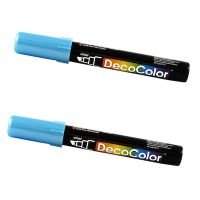 Marvy Uchida Acrylic Paint Markers, Chisel Tip, Metallic Blue, 2/Pack (526315MBa)