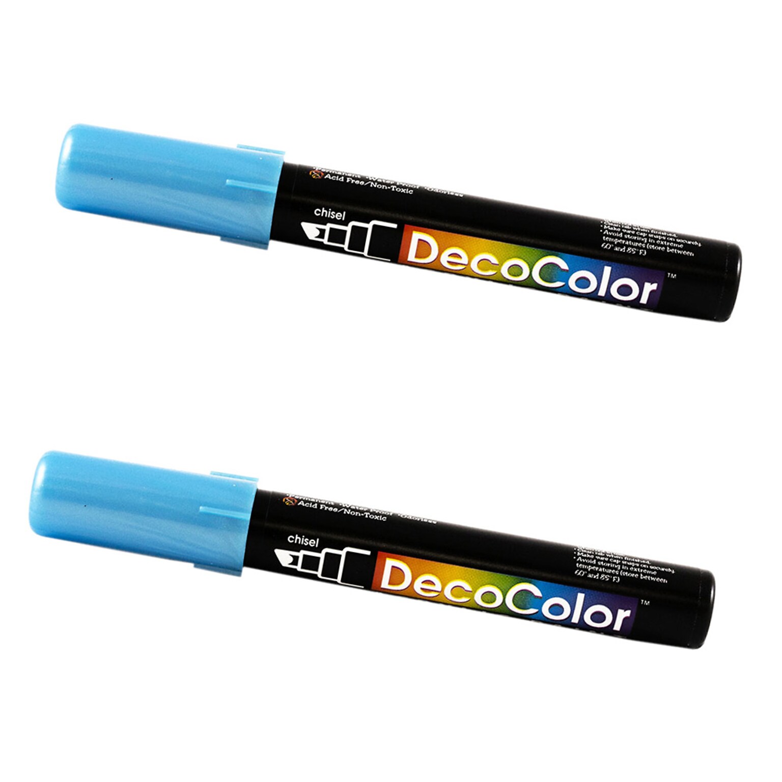 Marvy Uchida Acrylic Paint Markers, Chisel Tip, Metallic Blue, 2/Pack (526315MBa)