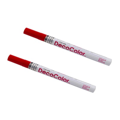 Marvy Uchida Opaque Paint Markers, Fine Tip, Red, 2/Pack (7665906a)