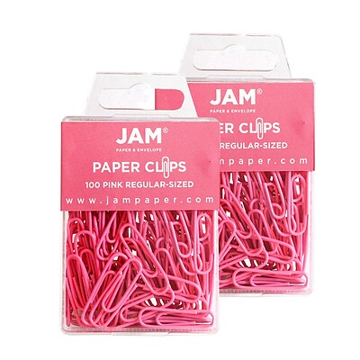 JAM Paper® Colored Standard Paper Clips, Small 1 Inch, Pink Paperclips, 2 Packs of 100 (42186872a)