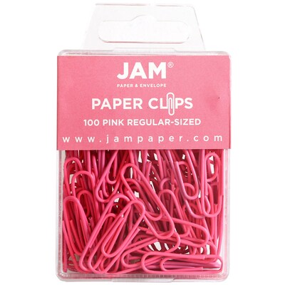 JAM Paper Small Paper Clips, Pink, 2 Packs of 100 (42186872a)