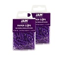 JAM Paper® Colored Standard Paper Clips, Small 1 Inch, Purple Paperclips, 2 Packs of 100 (2183753a)