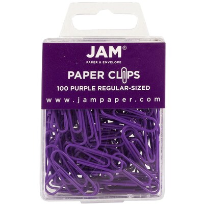 JAM Paper® Colored Standard Paper Clips, Small 1 Inch, Purple Paperclips, 2 Packs of 100 (2183753a)