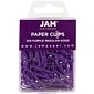 JAM Paper® Colored Standard Paper Clips, Small 1 Inch, Purple Paperclips, 2 Packs of 100 (2183753a)