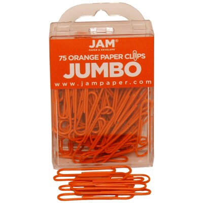 JAM Paper Large Paper Clips, Orange, 2/Pack (42186871a)