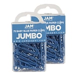 JAM Paper® Colored Jumbo Paper Clips, Large 2 Inch, Baby Blue Paperclips, 2 Packs of 75 (221819034a)