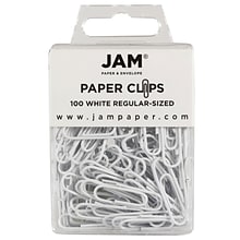 JAM Paper® Colored Standard Paper Clips, Small 1 Inch, White Paperclips, 2 Packs of 100 (2183755a)