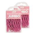 JAM Paper Large Paper Clips, Pink, 2 Packs of 75 (42186873A)