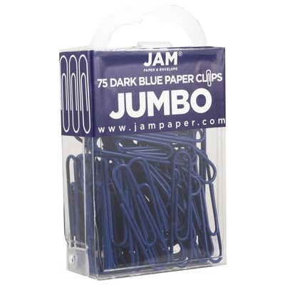 JAM Paper Large Paper Clips, Dark Blue, 2/Pack (42186869a)