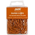 JAM Paper® Colored Standard Paper Clips, Small 1 Inch, Orange Paperclips, 2 Packs of 100 (42186870a)