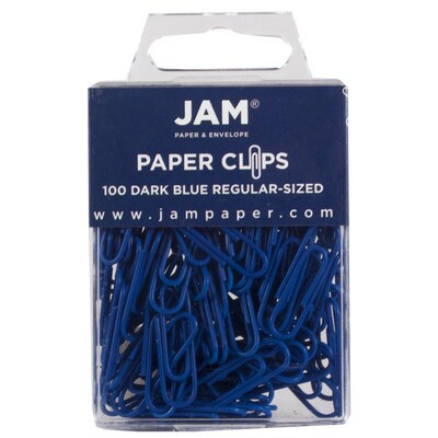 JAM Paper® Colored Standard Paper Clips, Small 1 Inch, Dark Blue Paperclips, 2 Packs of 100 (42186868a)