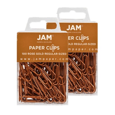 JAM Paper Small Paper Clips, Rose Gold, 2 Packs of 100 (21832057a)