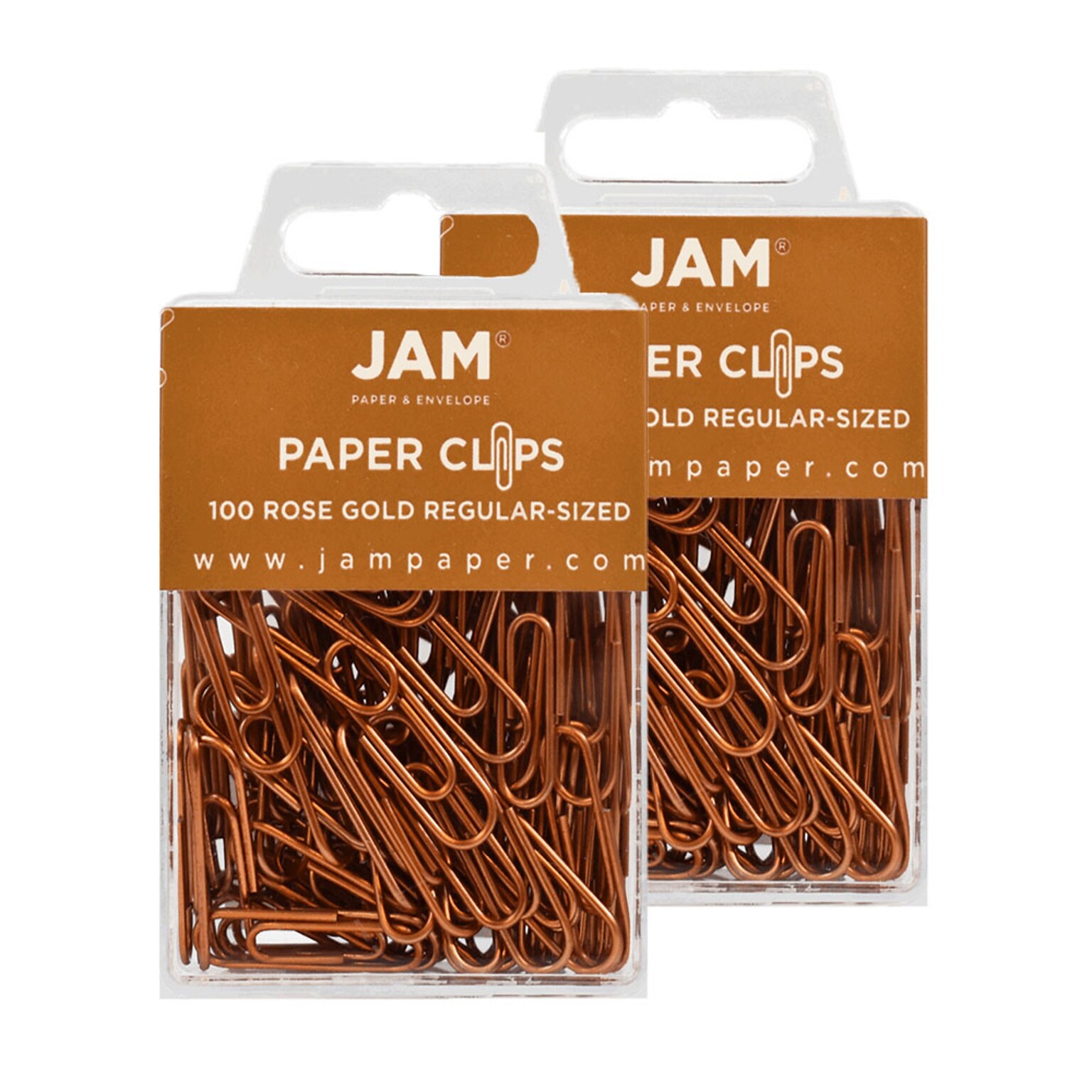 JAM Paper Small Paper Clips, Rose Gold, 2 Packs of 100 (21832057a)