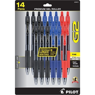 Pilot G2 Retractable Gel Pens, Fine Point, Assorted Ink, 14/Pack (30815)
